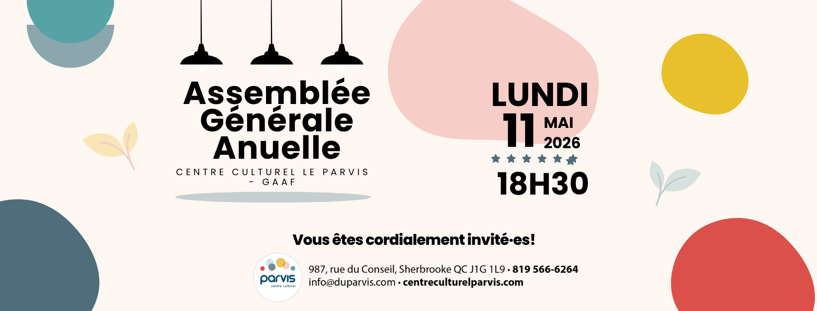 Affiche Évènement Assemblée Générale Illustrée Colorée Vert Rouge (1640 x 625 px)