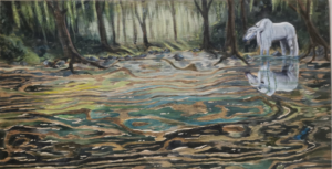 Kelpie, acrylique sur panneau de bois, 76 x 40cm